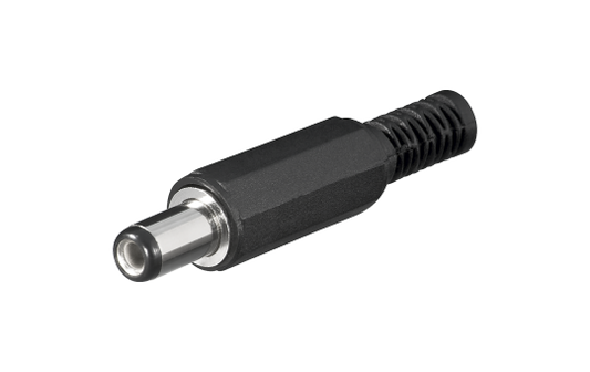 DC-Stecker mit Knickschutz, 2,1x5,5mm, Schaftlänge 9mm