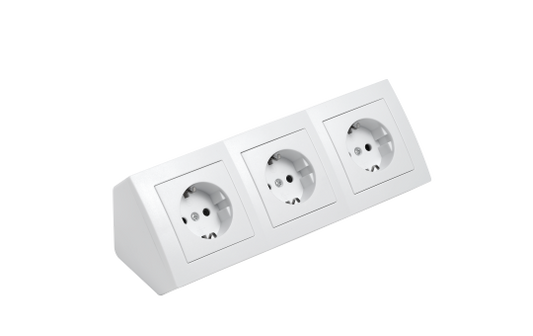 Steckdosenblock McPower ''Flair'' 250V~/16A, Aufbau, weiß, 3-fach Schutzkontakt