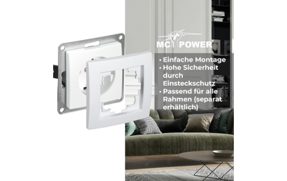 Schutzkontakt-Steckdose McPower ''Flair'' 250V~/16A, UP, Einsteckschutz, weiß