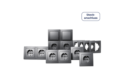 Schalter und Steckdosen Set McPower Flair ''Standard Profi'' 20-teilig, anthrazit