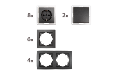 Schalter und Steckdosen Set McPower Flair ''Standard Profi'' 20-teilig, anthrazit