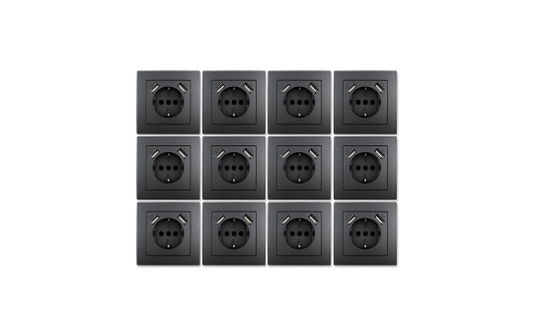 Schutzkontakt-Steckdose mit 2x USB McPower ''Flair'' 250V~/16A, 5V/2,1A, 12er-Pack