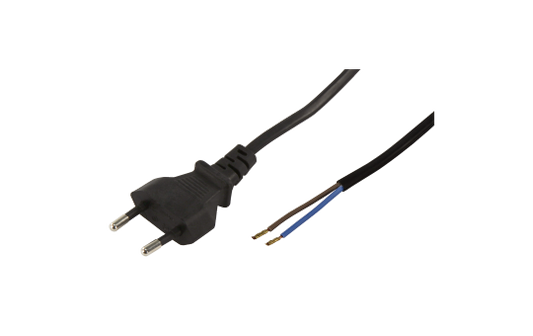 Euro-Netzkabel McPower mit blanken Enden Länge 2,5m, 2x0,75 mm², schwarz