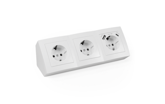Steckdosenblock McPower ''Flair'' weiß, 3-fach Schutzkontakt + USB-C / USB-A