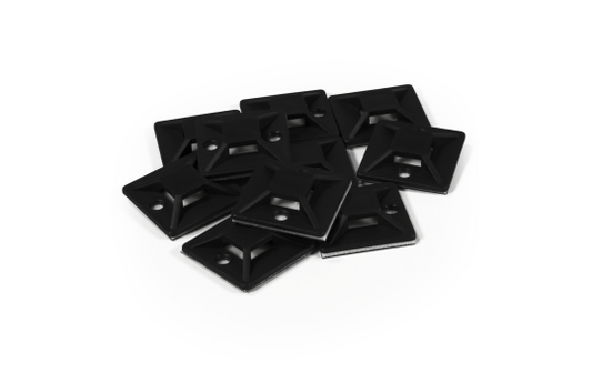 Kabelsockel McPower für Kabelbinder 30x30mm, schwarz, selbstklebend, 10er-Pack