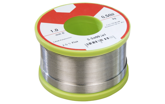 Lötzinn auf Rolle, 1mm, 500g, bleifrei (99% Sn 1% Cu 2,5% Sb)