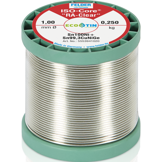 Lötdraht FELDER ISO-CORE ''RA-Clear'', Sn100Ni+, 1,0mm, 250g, bleifrei