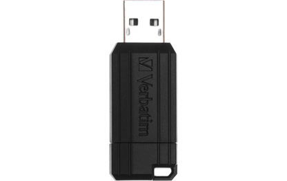 USB 2.0 Stick Verbatim, 128GB Speicher, PinStripe, Schiebemechanismus
