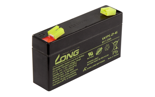 Bleiakku KUNG LONG ''WP1.2-6'' 6V/1,2Ah, 97x25x52mm, 0,3kg