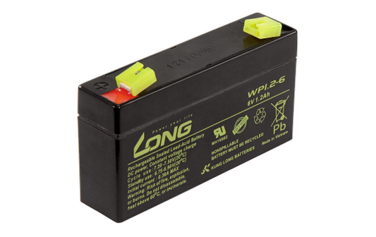 Bleiakku KUNG LONG ''WP1.2-6'' 6V/1,2Ah, 97x25x52mm, 0,3kg