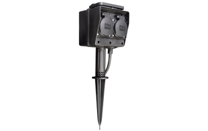 Gartensteckdose McPower, 4-fach, IP44, mit Erdpieß, 3m Kabel
