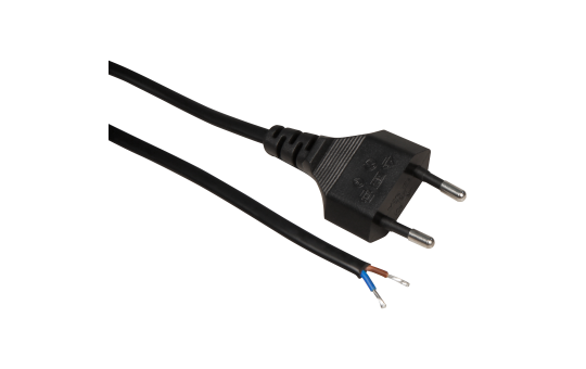 Euro-Netzkabel McPower mit Schnurschalter und blanken Enden, 2m, schwarz