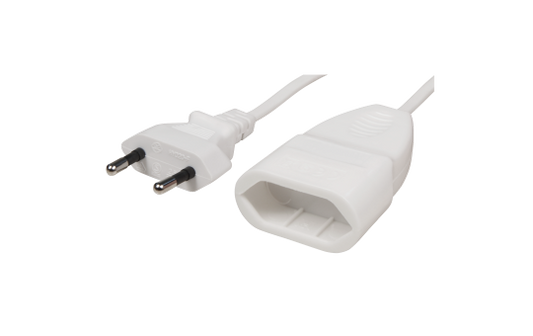 Verlängerungskabel McPower, 1m, Eurostecker auf Eurokupplung, weiß