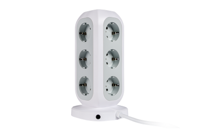 Steckdosen-Tower EUPT-01 Verbatim, 2m Kabel, weiß,11x230V EU, USB-A, 2x USB-C