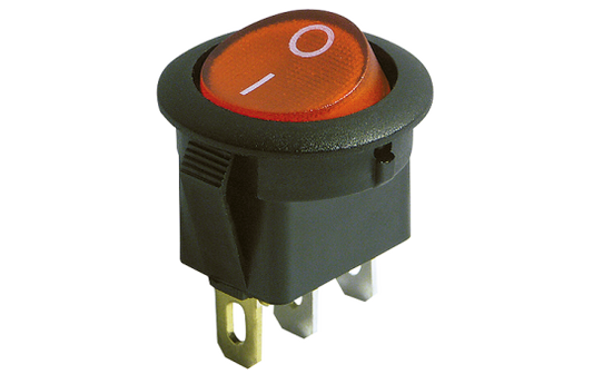Wippenschalter McPower 3-polig, rote Wippe, beleuchtet, AC 250V / 6,5A, schwarz, EIN/AUS