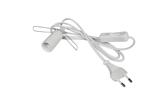 Lampenfassung McShine E14 mit 1,5m Kabel, Schalter und Eurostecker, weiß