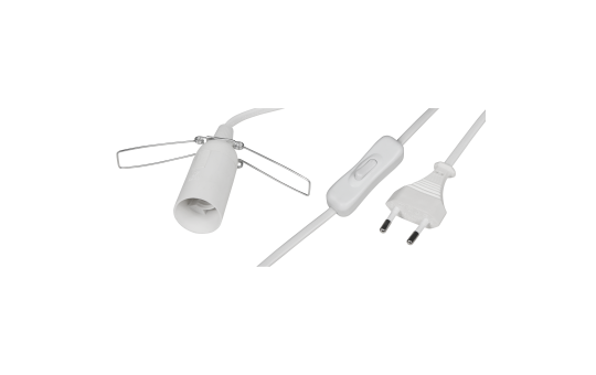 Lampenfassung McShine E14 mit 1,5m Kabel, Schalter und Eurostecker, weiß