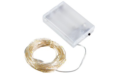 LED Draht-Lichterkette McShine ''Micro'' 80 LEDs, warmweiß, Batteriebetrieb