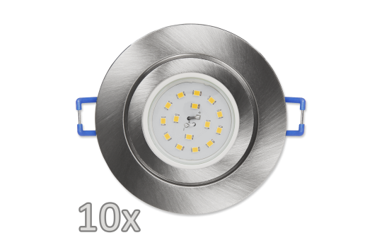 Einbauleuchten-Set McShine, 10xRahmen, 10x LED-Modul, 5W, 400lm, 230V, Edelstahl