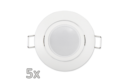 Einbauleuchten-Set McShine, 5xRahmen, 5xLED-Modul, 7W, 608lm, 230V, weiß