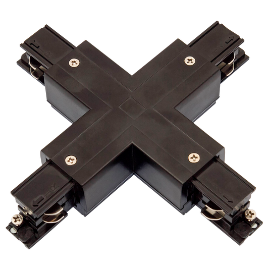 Einspeiser-Steckverbinder ''SPS2'' für 3-Phasen-Schienensystem, Kreuz, schwarz