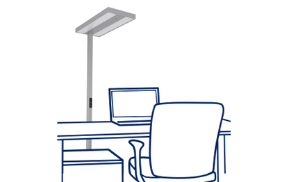 LED-Schreibtisch-Stehleuchte ROLF KERN „Smart-Pro“ mit Touch Display, PIR & Tageslicht-Sensor