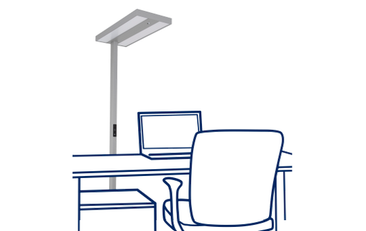 LED-Schreibtisch-Stehleuchte ROLF KERN „Smart-Pro“ mit Touch Display, PIR & Tageslicht-Sensor