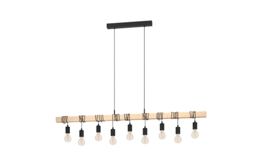 Hängeleuchte EGLO ''Townshend'', 9-flammig, E27, Holz/Stahl, braun/schwarz