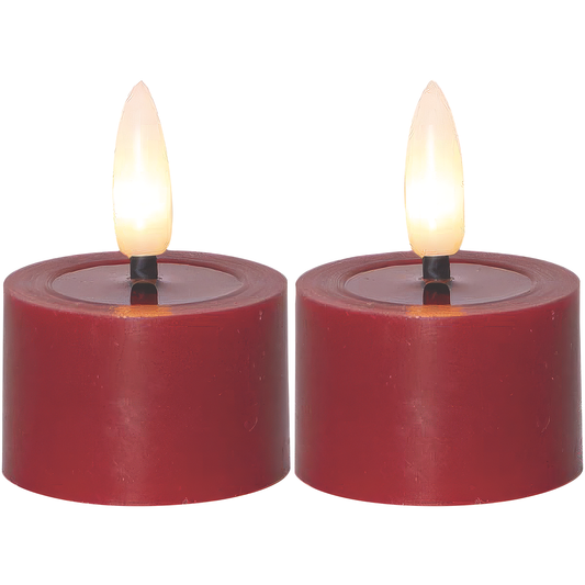 LED-Echtwachs-Kerze ''Flamme Flow'', 2er Set, rot, je 4x5cm, Timer, inkl. Batterie