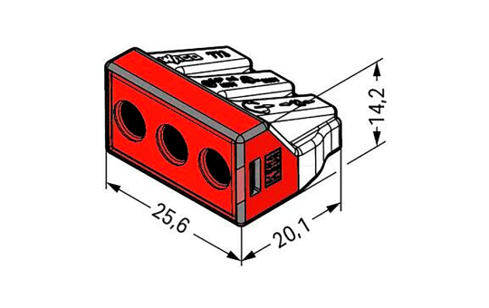 Verbindungsdosenklemme WAGO, ein- und mehrdrähtige Leiter, max. 6mm², rot