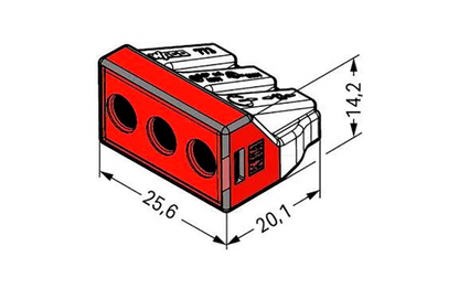 Verbindungsdosenklemme WAGO, ein- und mehrdrähtige Leiter, max. 6mm², rot