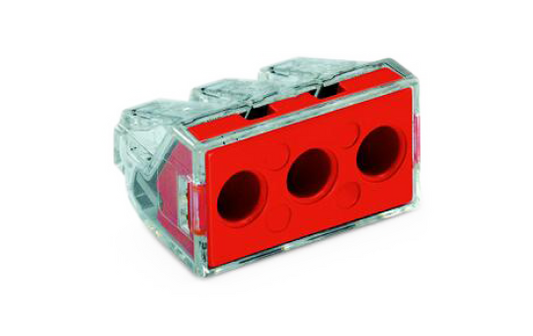 Verbindungsdosenklemme WAGO, ein- und mehrdrähtige Leiter, max. 6mm², rot