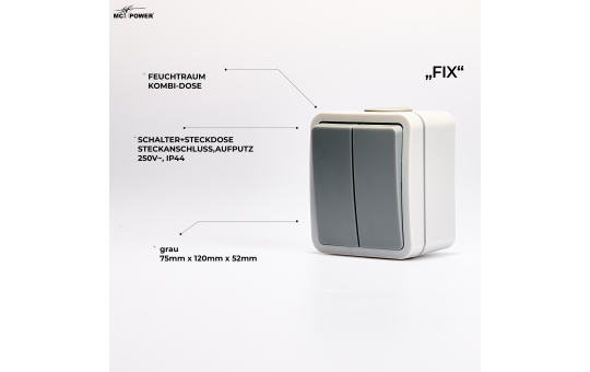 Feuchtraum Serienschalter McPower ''Fix'', Steckanschluss , IP54, 250V~/10A, AP