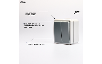 Feuchtraum Serienschalter McPower ''Fix'', Steckanschluss , IP54, 250V~/10A, AP