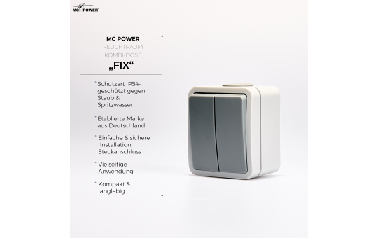 Feuchtraum Serienschalter McPower ''Fix'', Steckanschluss , IP54, 250V~/10A, AP