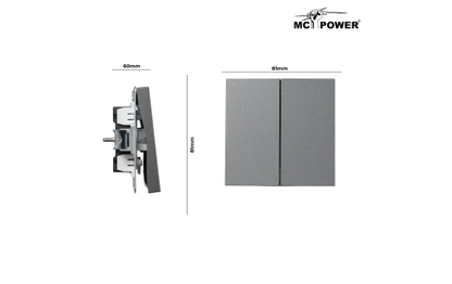 Taster McPower ''Shallow'' 2-fach, 250V~10A, UP, Steckanschluss, anthrazit