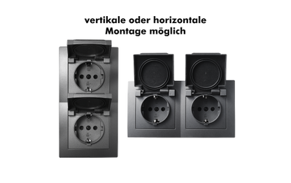 Steckdosen Set McPower Flair ''Beginner 2S-IP44'', 3-teilig, anthrazit, IP44