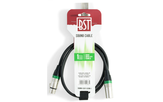Hochwertiges Audiokabel BST ''SOUND-XLRM-XLRF-1'' 1m, XLR Stecker u. Buchse