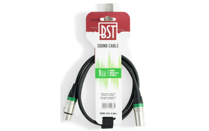 Hochwertiges Audiokabel BST ''SOUND-XLRM-XLRF-1'' 1m, XLR Stecker u. Buchse