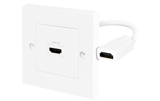 HDMI Wanddose mit Kabelpeitsche, 1 x HDMI Buchse, HDMI™ 1.4 High Speed, weiß,