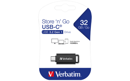 USB-C 3.2 Stick Verbatim, 32GB Speicher, Store 'n' Go, Typ C, Schiebemechanismus