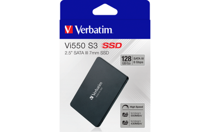 SSD 128GB Verbatim, SATA-III, 6,35cm (2,5''), Vi550, (R) 550MB/s, (W) 430MB/s