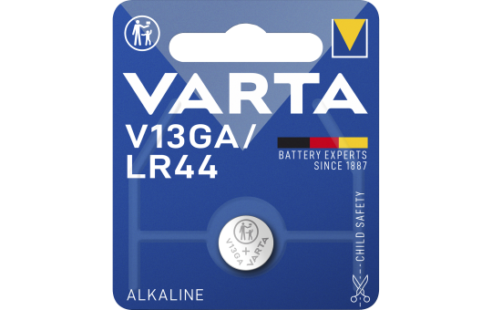 Knopfzelle VARTA ''Electronics'', AG13, V13GA, 1,5V, Alkaline, 1er-Blister
