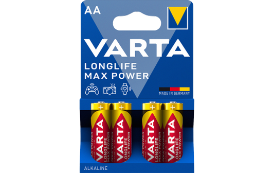 Mignon-Batterie VARTA ''Longlife Max Power'' Alkaline, Typ AA, LR06, 1,5V, 4-Pack