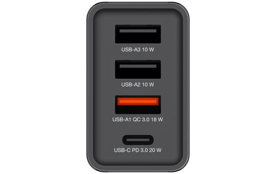 Ladeadapter Verbatim ''CHR-30EU1'', 30W, schwarz, 2xUSB-A, 1xUSB-A QC, 1xUSB-C PD