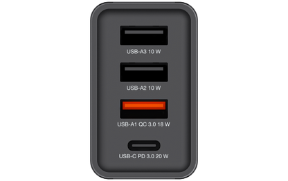 Ladeadapter Verbatim ''CHR-30EU1'', 30W, schwarz, 2xUSB-A, 1xUSB-A QC, 1xUSB-C PD