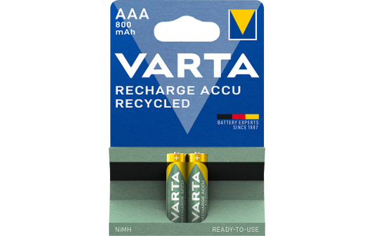 Micro-Batterie NiMH, VARTA, AAA, HR03, 1.2V/800mAh, 2er-Pack