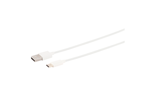 USB Lade-Sync Kabel, USB-A Stecker auf USB C-Stecker, 2.0, ABS, weiß, 1,5m