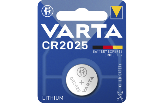 Lithium-Knopfzelle VARTA ''Electronics'', CR 2025, 170mAh, 3V, 1er-Blister