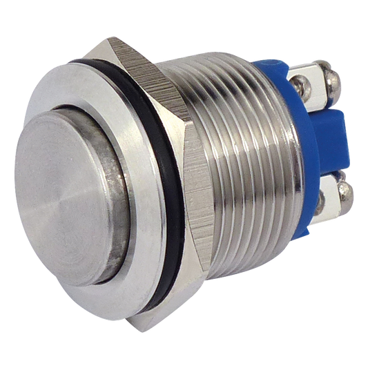 Vollmetalltaster, 19mm-Ø, 250V, 3A, Schraubösen, IP67
